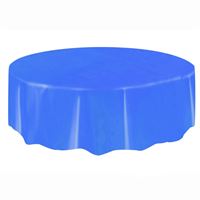 Royal Blue Solid Round Plastic Table Cover  84”