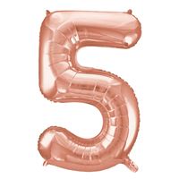 #5 Rose gold number balloon  34 inch