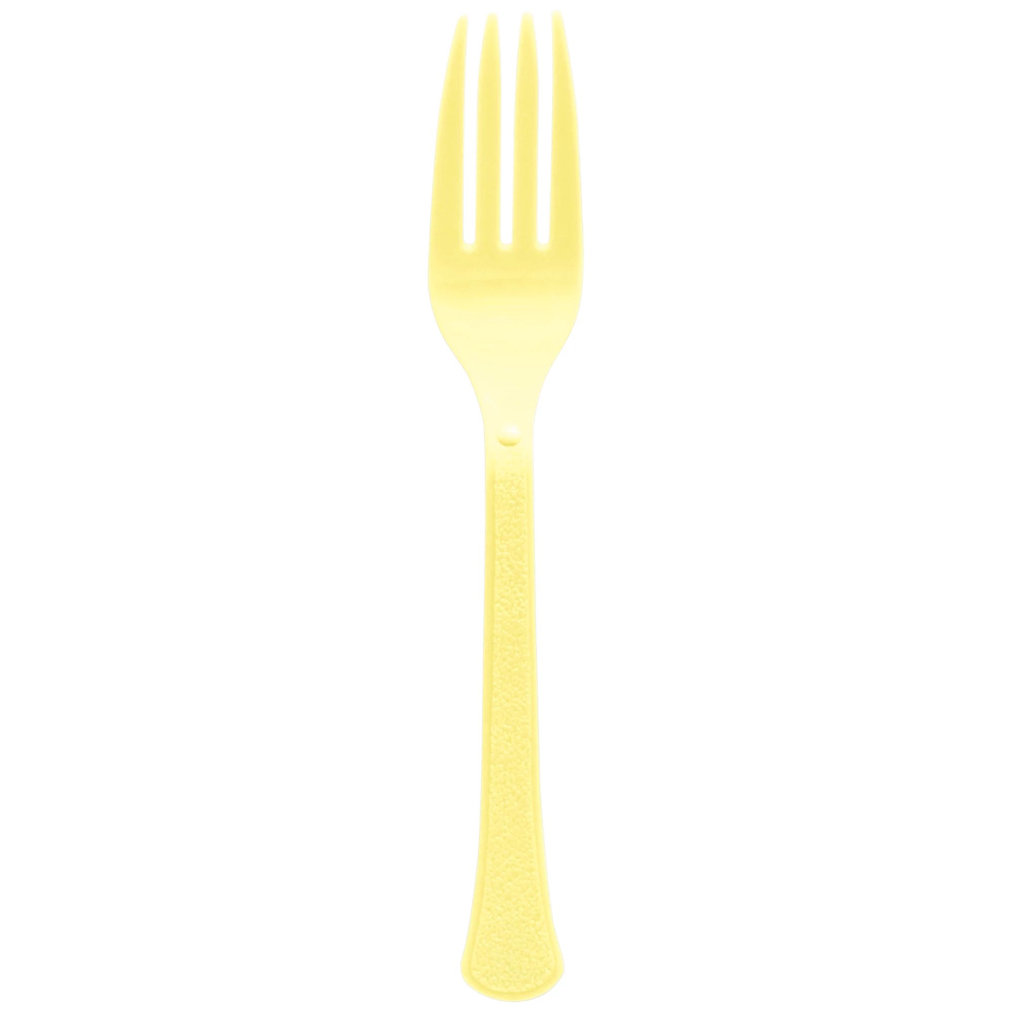20 PALE YELLOW PLASTIC FORKS