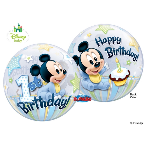 22″ Baby Mickey 1st Birthday – Bubble Balloon