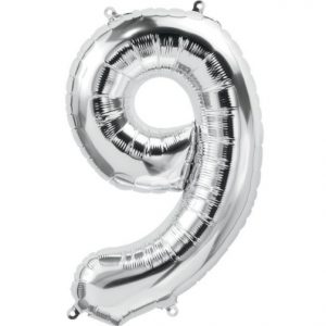 #9 Silver 16” air filled balloon
