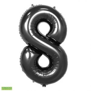 #8 Black 16” air filled balloon