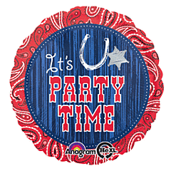 “ it’s party time” cowboy bandanna Mylar balloon