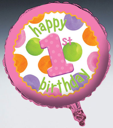 Big Dots 1st Birthday Girl Mylar Balloon