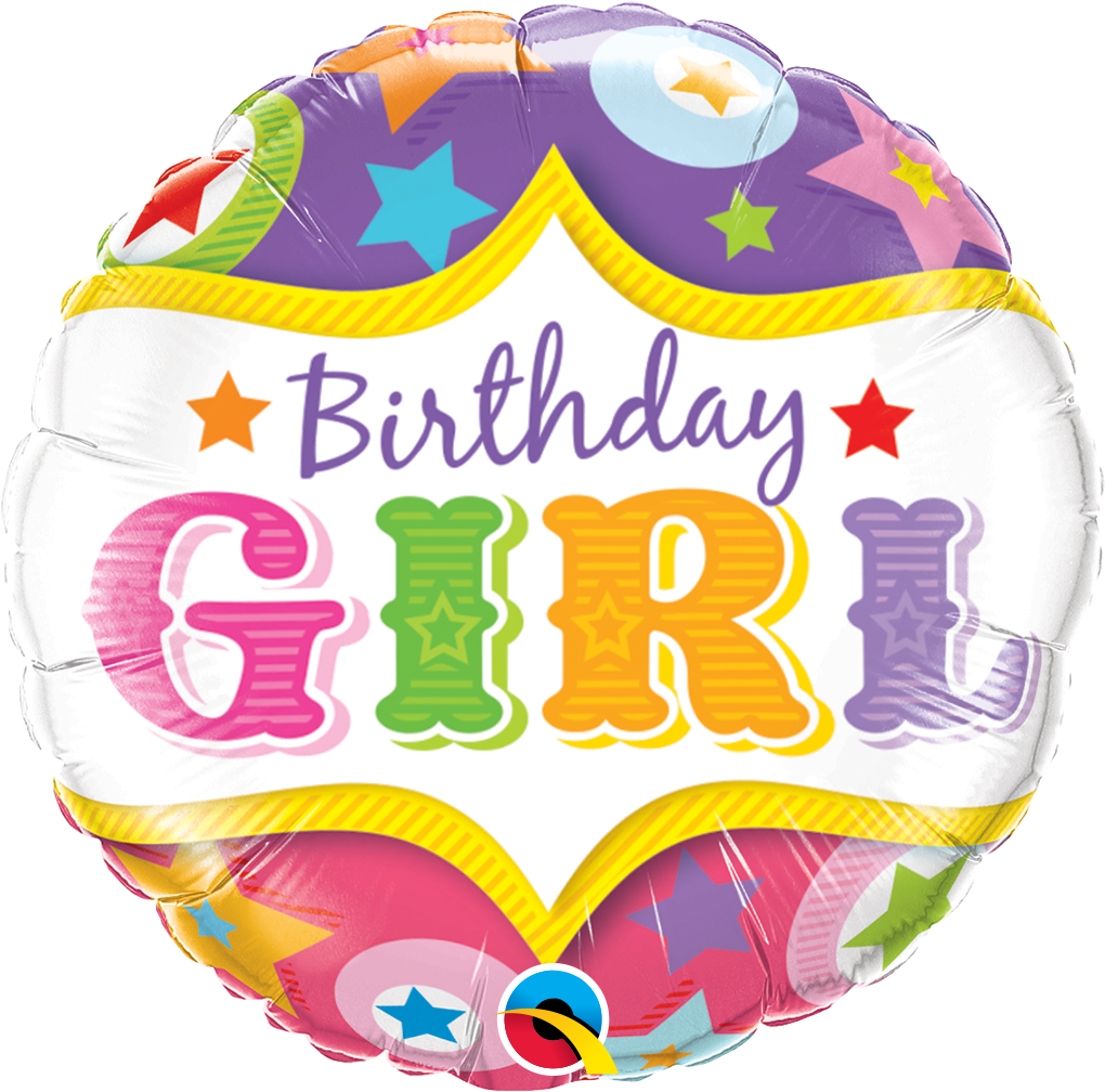 18″ Birthday Girl Circus Stars Mylar balloon