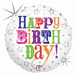 ” Happy Birth-day” holographic Mylar balloon