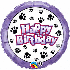 “ Happy Birthday” paw prints Mylar balloon