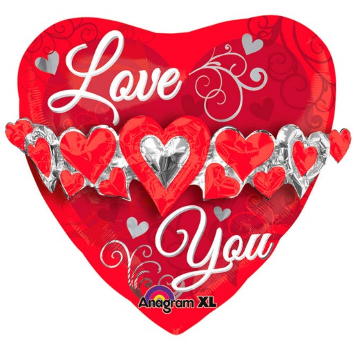 23″ Love You Heart Garland – Mylar Foil Balloon