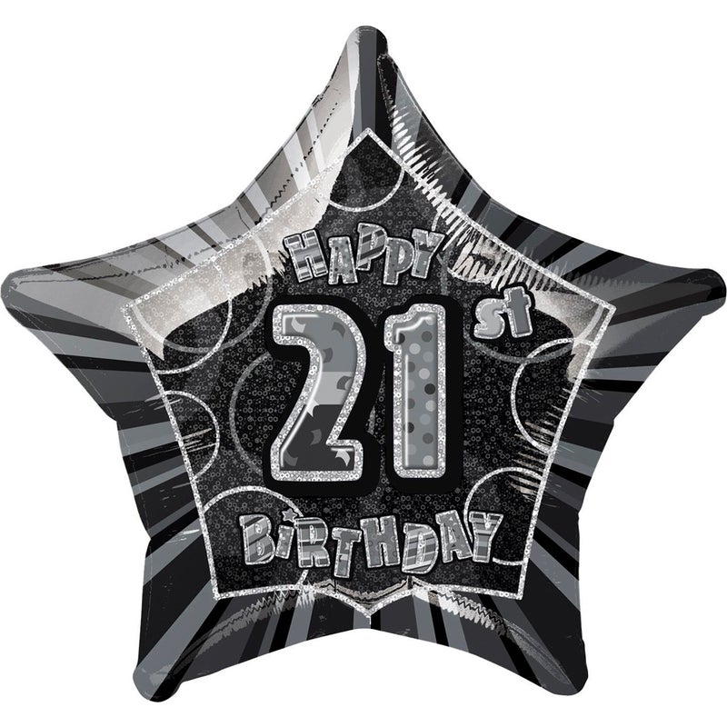 Glitz Black And Silver 21st Birthday Star