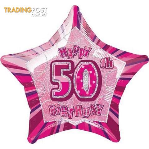 Glitz Pink 50th Birthday Star