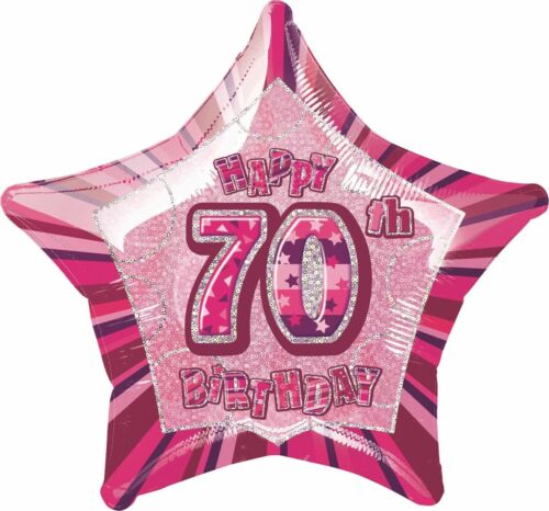 Glitz 70 Birthday” Pink star Mylar balloon