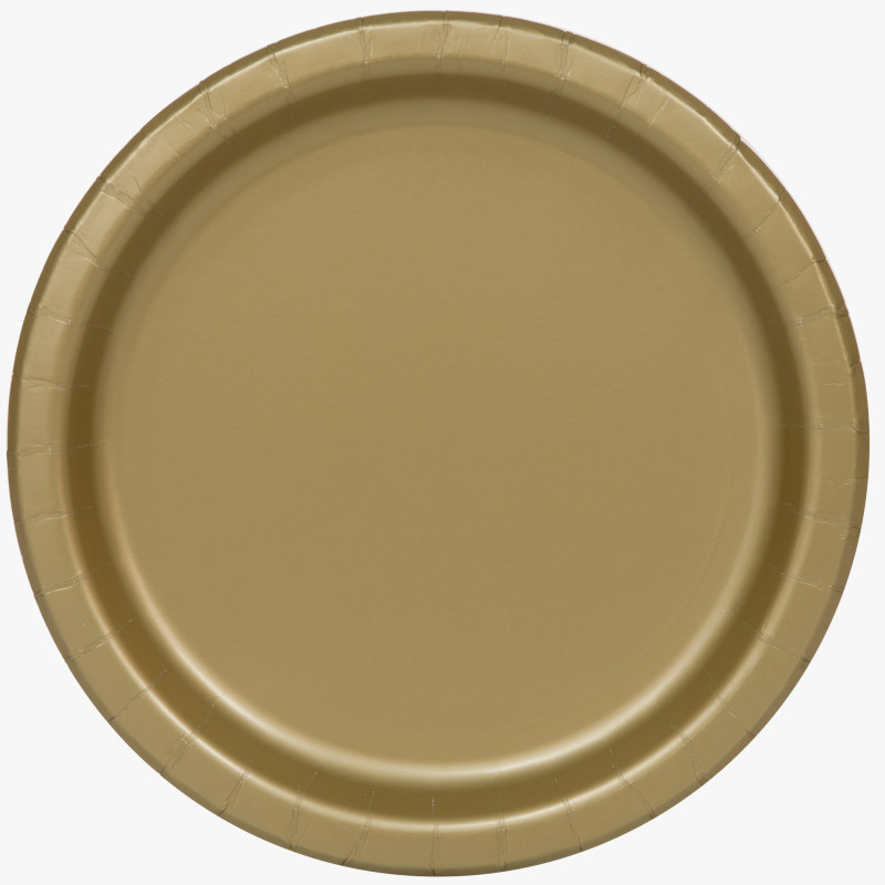 Gold Solid Round 7″ Dessert Plates 20ct