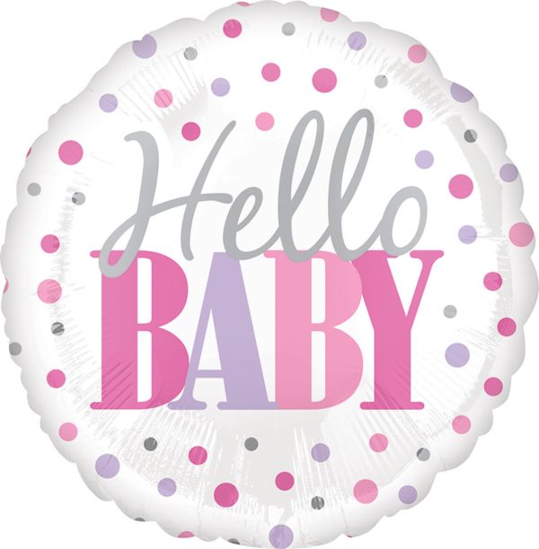 “ Hello Baby” Pink polka dots Mylar balloon