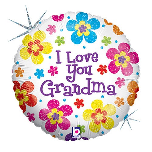 18″ I love you Grandma Mylar balloon w/ flowers