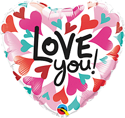 18″ Love You Converging Hearts foil balloon