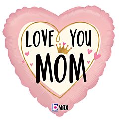 18″ Love You Mom Crown  Mylar balloon