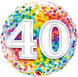 #40 Rainbow Confetti Mylar balloon