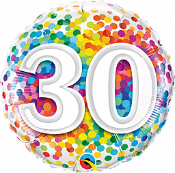 #30 Rainbow Confetti  Mylar balloon