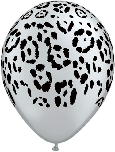 Q-11″ Silver Leopard latex balloons 15ct