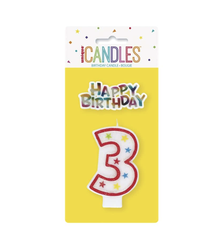 #3 candle with birthday sign