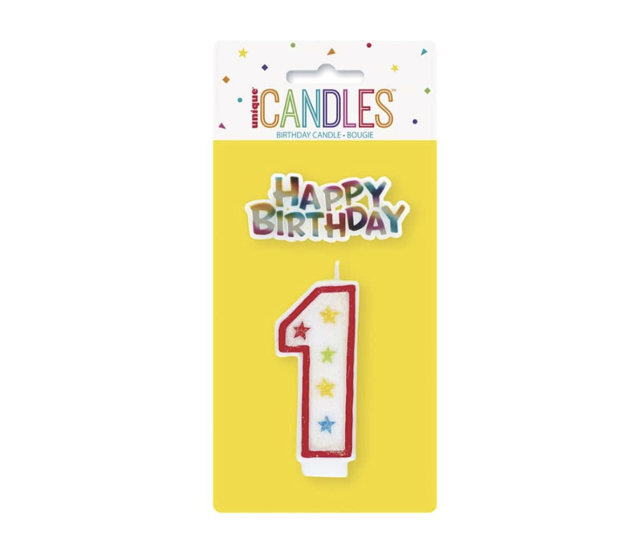 #1 candle with birthday sign