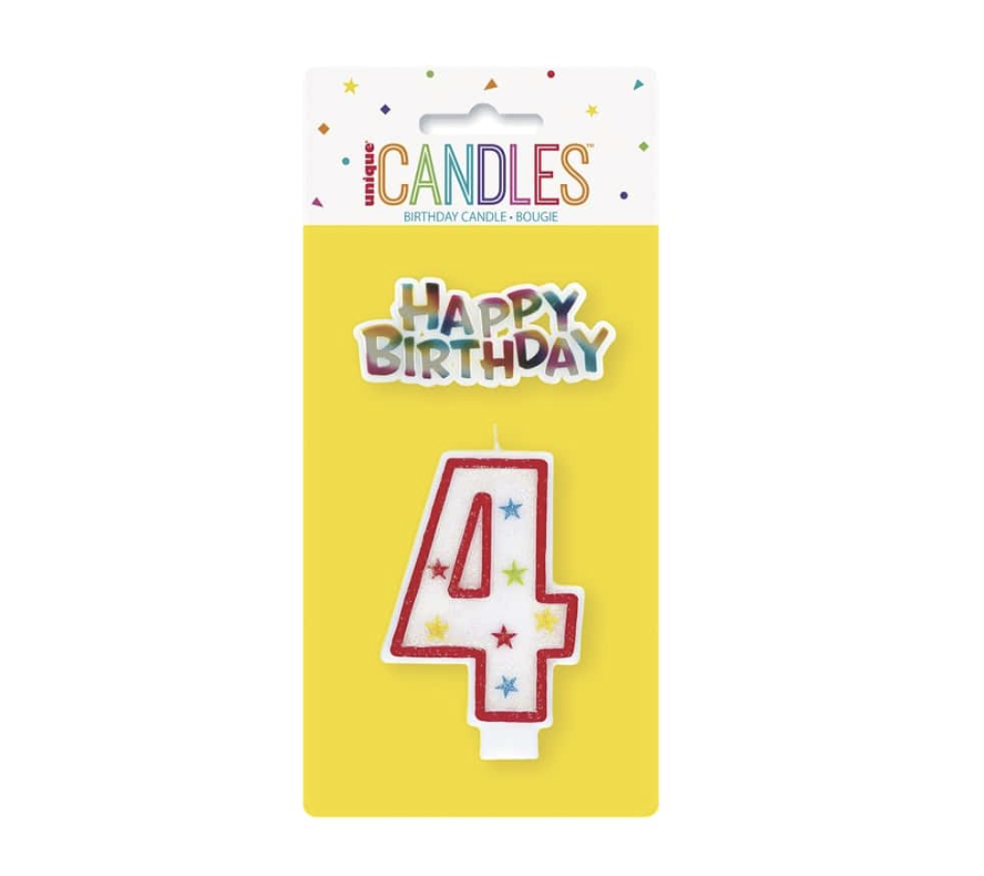 #4 candle with birthday sign