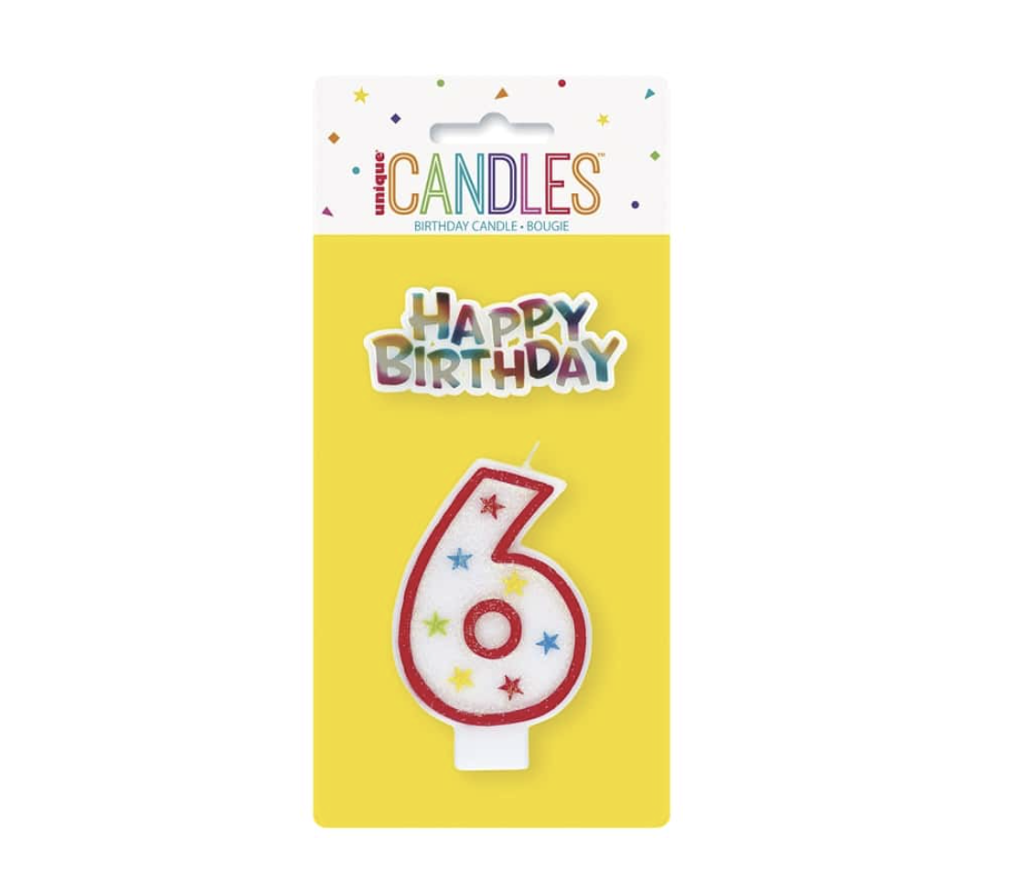 #6 candle with birthday sign