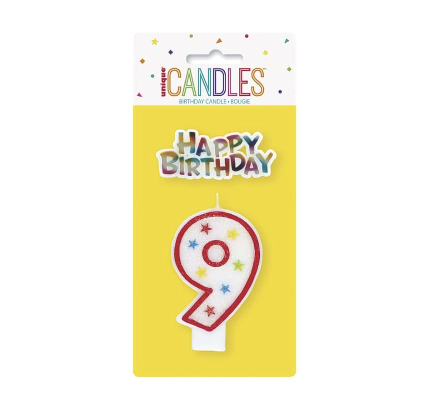 #9 candle with birthday sign