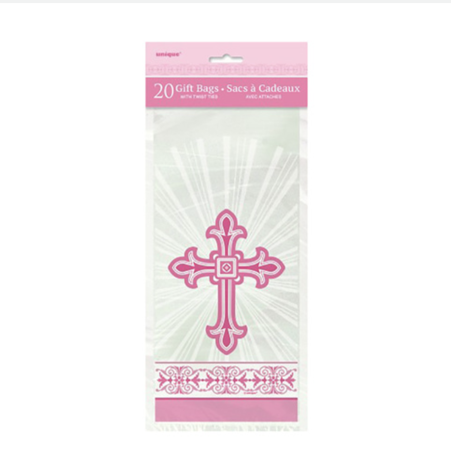 Pink Cross  Cellophane Bags 20ct