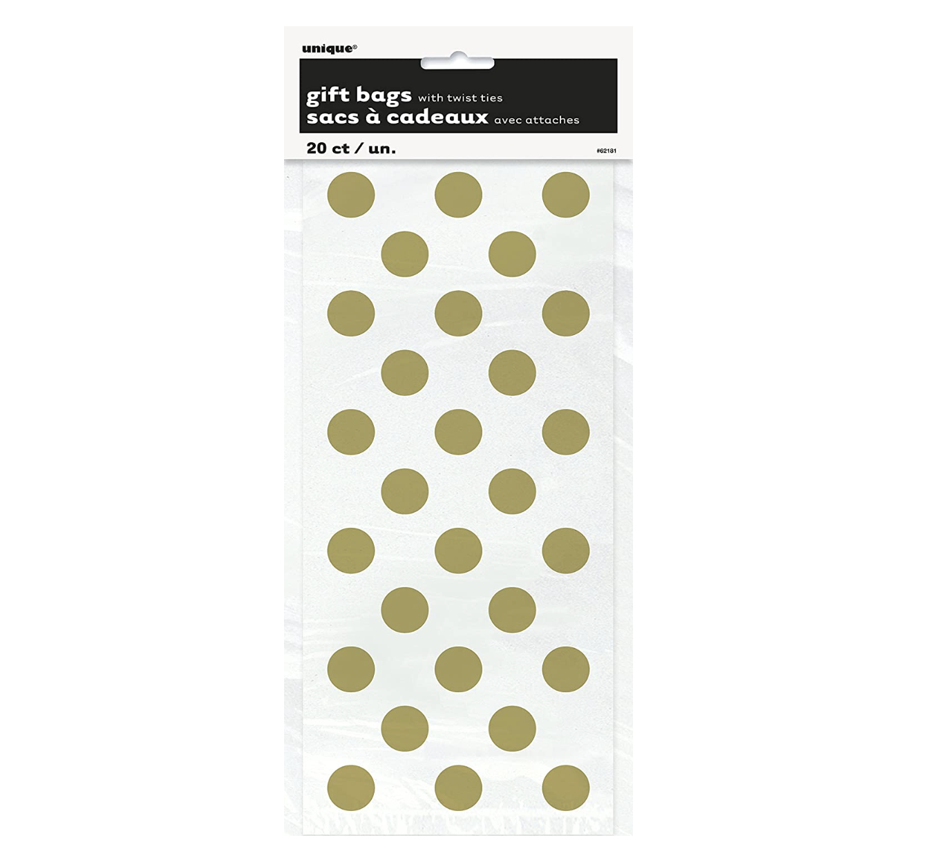 Gold Dots Cellophane Bags 20ct