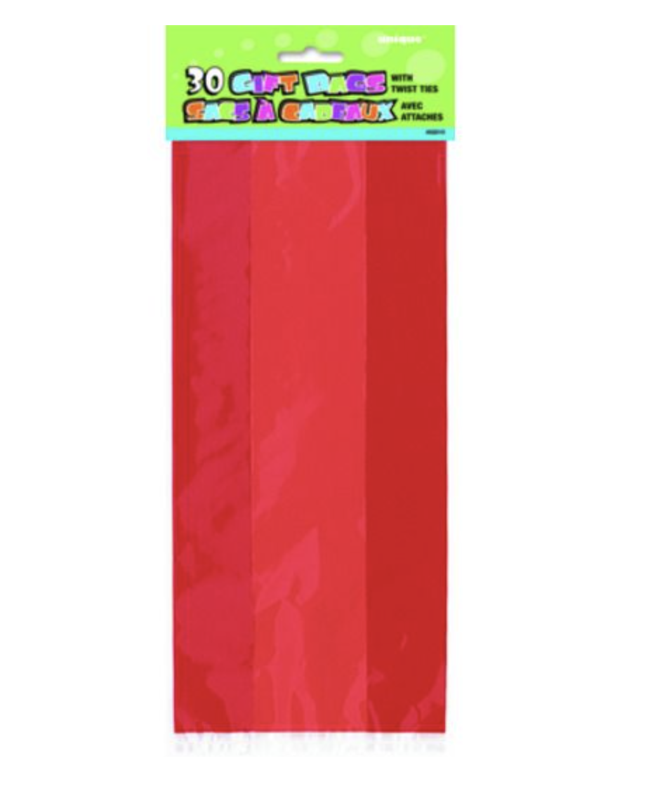 Ruby Red Cellophane Bags 30ct