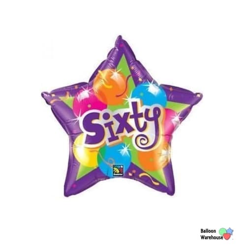 Sixty – Sparkling Balloons Star Shape – Foil Balloon