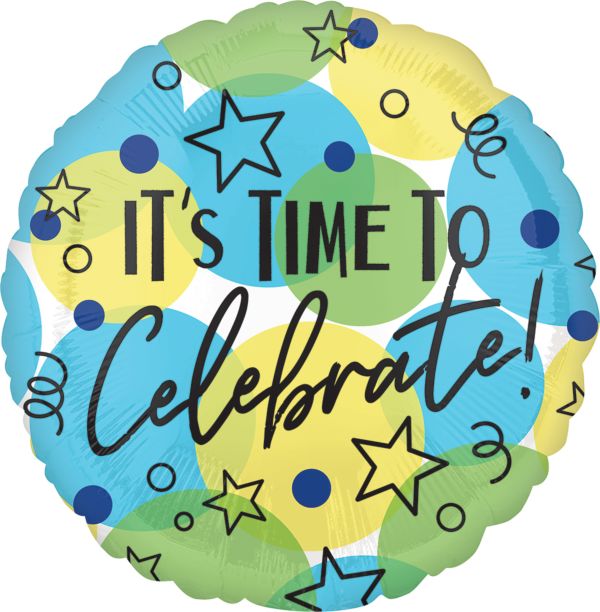 ” It’s time to celebrate!” Mylar balloon