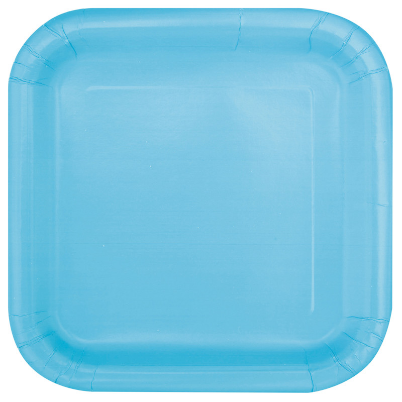 Powder Blue Solid Square 7″ Dessert Plates 16ct