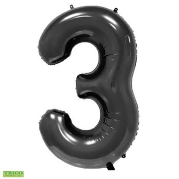 #3 Black 16” air filled balloon