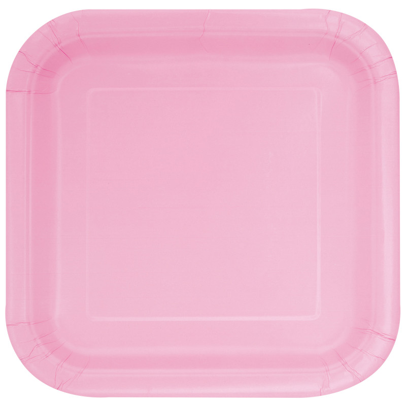Lovely Pink Solid Square 7″ Dessert Plates 16ct
