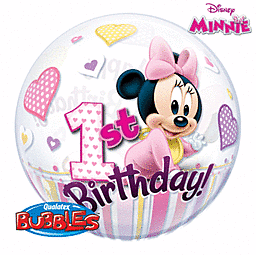 Baby Minnie 1st Happy birthday bubble