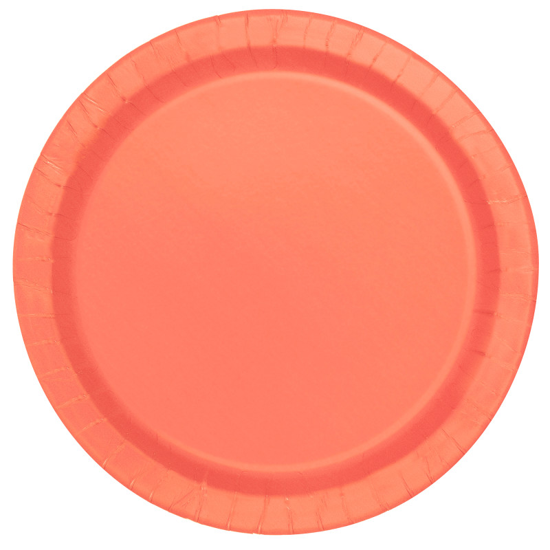 Coral Solid Round 7″ Dessert Plates 20ct