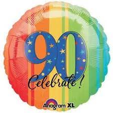 “90 celebrate” Mylar balloon