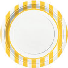 Sunflower Yellow  Stripes Round 9″ Dinner Plates 8ct