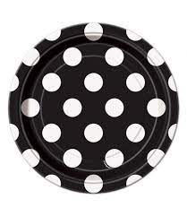 Black Dots Round 9″ Dinner Plates 8ct