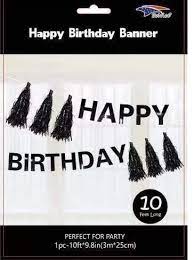 Black birthday banner