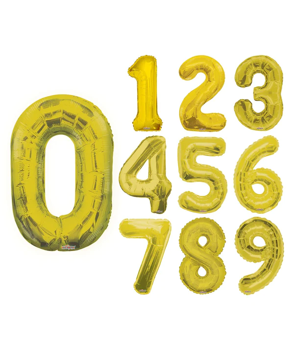 Foil Balloon Number With Helium Gold – 34 in
