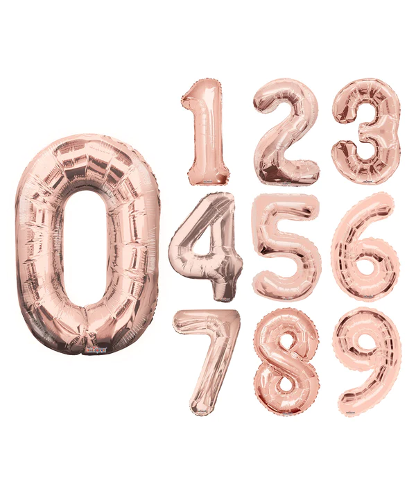 Foil Balloon Number With Helium Rose Gold – 34 in