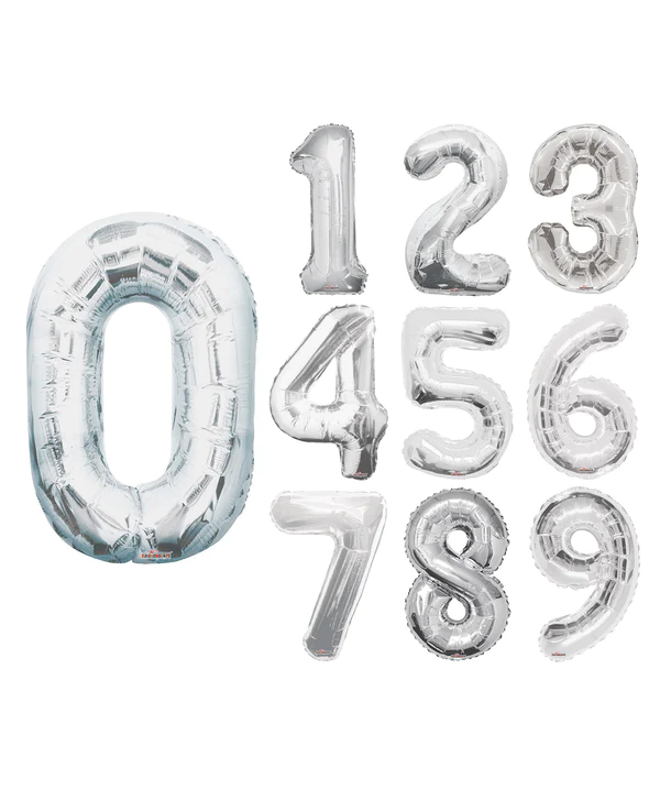 Foil Balloon Number With Helium Silver – 34 in