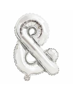 “&” Silver symbol air filled balloon