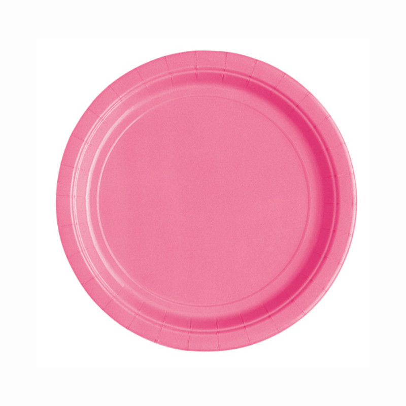 Neon  Pink Solid Round 7″ Dessert Plates 20ct