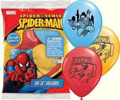 12″ Spider-Man 6 pack Latex Balloons
