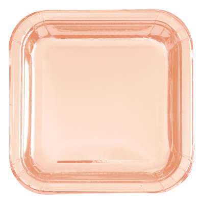 Rose Gold Foil Square 7″ Dessert Plates 8ct