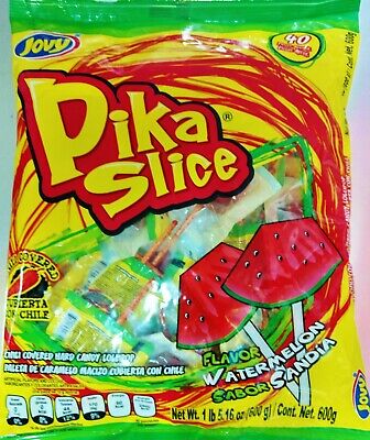 Pika Slice Watermelon  Lollipops with Chili 40 Count